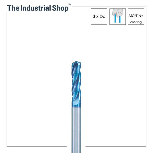 Nachi 10.1 mm to 11.0 mm L x D 3 Aqua EX 3 Flute Carbide Drill (Through Coolant)