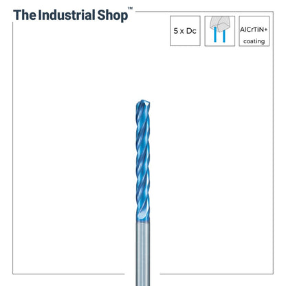 Nachi 13.1 mm to 14.0 mm L x D 5 Aqua EX 3 Flute Carbide Drill (Through Coolant)