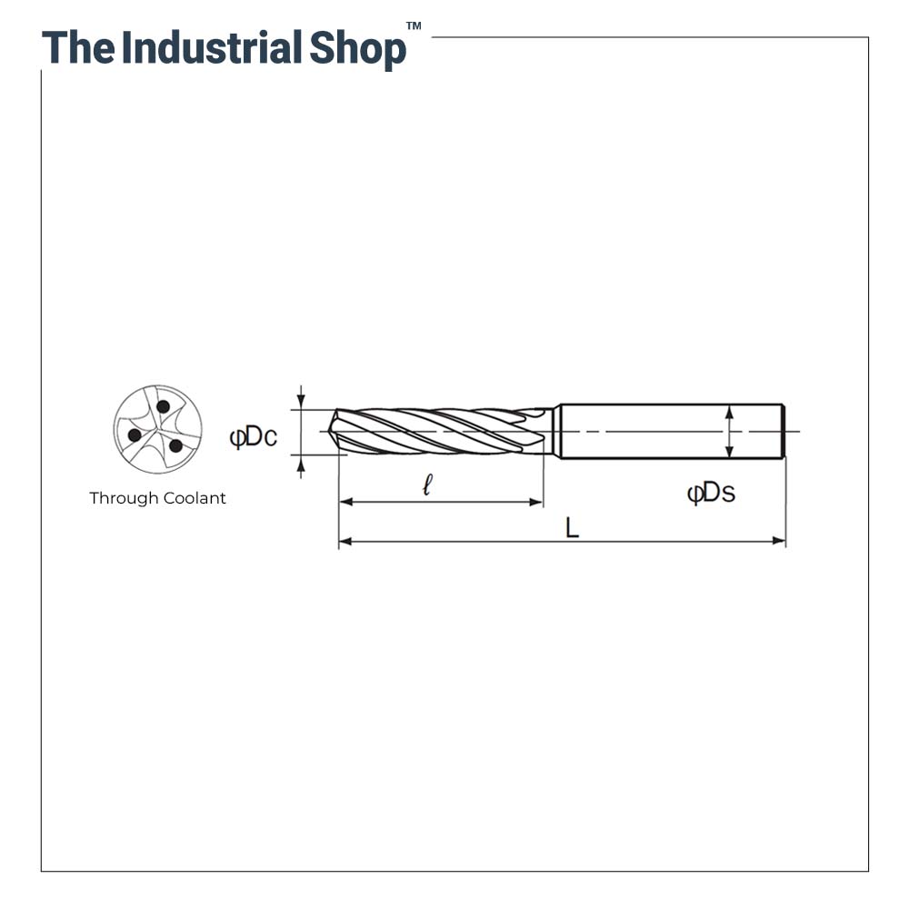 Nachi 13.1 mm to 14.0 mm L x D 5 Aqua EX 3 Flute Carbide Drill (Through Coolant)